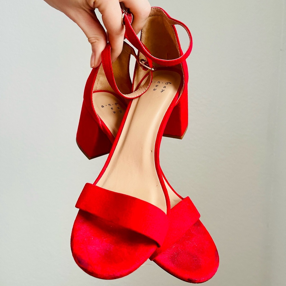 Red straps heels